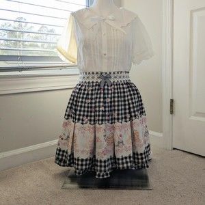 Authentic liz lisa pancake breakfast skirt in black + white plaid / checkerboard